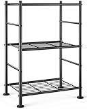 Sakugi 3-Tier Metal Storage Shelves Adjustable Feet, 18"x12"x30", Black