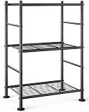 Sakugi Storage Shelves - 3 Tier Shelf Organizer, Sturdy Metal Garage Shelving with Adjustable Leveling Feet, Space-Saving Shelves Organizer for Pantry, Laundry, Kitchen (18" x 12" x 30", Black)