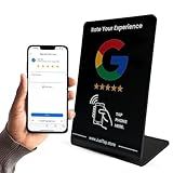 Google Review Stand, One-Tap Instant Feedback & Ratings | Elevate Customer Engagement & Boost Business Reviews | Reusable One Touch Reviews | Compatible With Any SmartPhone (Black, 1 Stand)