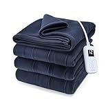 Sunbeam Royal Ultra Fleece Heated Electric Blanket Full Size, 84" x 72", 12 Heat Settings, 12-Hour Selectable Auto Shut-Off, Fast Heating, Machine Washable, Warm and Cozy, Indigo