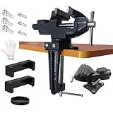 2-in-1 Dual-Purpose Combined Bench Vise or Table Vise with end-locking arrangement; Portable Universal Rotate 360° Work Clamp-On Vise, 2.5" Black
