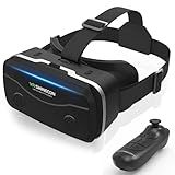 CoCerKet VR Headset with Bluetooth Controller - Universal 3D Virtual Reality Glasses Compatible for 4.7-7 inch iPhone Android Phones, Features Adjustable HD Lens & Heat Dissipation Design