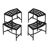 Timechee Metal Curved Fire Pit Bench Set of 4, Outdoor Fire Pit Seating, Steel Backless Outside Bench for Garden, Patio, Porch, Backyard, Plant Stand, Heavy Duty Plant Holder, Style 2, Black