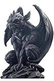 JORAE Winged Gargoyle Statue Indoor Outdoor Home Decor Sitting Guardian Sculpture Halloween Figurines, 9 in, Polyresin
