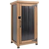 Ketive Outdoor Storage Cabinet with Metal Worktop, Fir Wood Frame & Adjustable Shelf, Weather-Resistant Garden Tool Organizer for Patio, Porch, Balcony, or Garage (18" L x 18" W x 33.5" H)