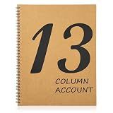 13 Column Ledger Book 8.5 * 11inch Account Book Notebook Columnar Pad Columnar Pad 13 Columns Premium Analysis Pad Kraft Paper Cover 100 Pages for Personal Use Small Business(50 Sheet)