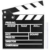 Movie Film Clapboard Hollywood Wooden-Clapper Board Directors Photography Studio Video TV Clapper Board with Erasable Pen Movie Theater Props Decor，Black Clap Board 7.8 X 7.5 inches