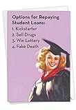 NobleWorks - 1 Retro Graduation Card Funny - Congratulations Notecard for Graduate, School and College Grad Humor - Student Loan Options C3577GDG