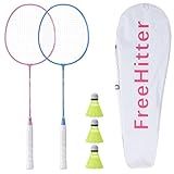 FreeHitter Badminton Rackets Set for Backyards, Badminton Set, Includ 2/4 Rackets, 3/6 Birdies, 1 Carrying Bag, Outdoor Game for Adult Family Beginner
