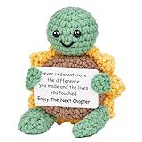 Glydein Farewell Going Away Gifts for Women Men - Handmade Crochet Turtle with Sunflower Shell, Funny Leaving Goodbye Retirement Gift for Coworker Friend Teacher, Positive New Beginnings for Women