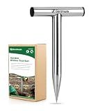 gardmate Stainless Steel Hand Dibber with Depth Markings & T-Handle, Rust-Resistant Bulb Planter Tool for Seeds, Seedlings & Bulbs – Ergonomic Design for Garden & Lawn