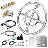 Hiorucet 12 Inch Fire Pit Burner Ring Kits, DIY Propane Gas Firepit Insert Round Burner with Igniter Kits and Propane Hose Kits for Indoor or Outdoor, Stainless Steel LP Fire Pit Replacement Parts.