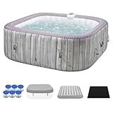 UHOMEPRO Inflatable Hot Tub Spa Set, Outdoor Bubble Massage Portable Hot Tubs with 130 Soothing Jets, Insulated Cover, Internal Heater Pump, 6 Filter Cartridges