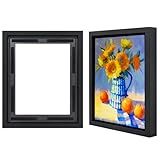 Americanflat 8x10 Canvas Floating Frame with Adhesive Strips Included - Vertical and Horizontal Floating Frame for Artwork - Canvas Frames for Wall Display - Black