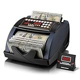 Aneken Money Counter with Value Count, UV/MG/IR Counterfeit Bill Detection for Dollars Euros with Count/Add/Batch/Auto Modes, Cash Counter with External LCD Display