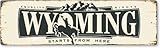 SmartSign 4 x 14 inch Wyoming State Vintage Metal Sign “Equality Rights Start From Here”, 40 mil Rustproof Aluminum with Clear Overcoat, Retro Wall Décor, Multicolor, Made in USA