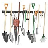 TORACK Plastic Wall Mounted Mop and Broom Holder, Garden Tools Organizer for Garage Wall, Yard Tool Storage Rack for Rakes, Shovels, Mops, Brooms (4 Tracks, 16 Hooks)