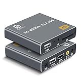 4K Digital Media Player, TV MP4 Video Player with HDMI/AV Output, Digital Signage Mini HD Media Players for USB Drives/SD Cards, H.265/HEVC, Looping, Auto Playback, Grey