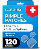 PatchRx Pimple Patches for Face (120 Patches), Hydrocolloid Acne Patches with Tea Tree Oil, Pimple Patch Pimple Stickers - Hydrocolloid Patch Acne Dots - Acne Pimple Patches For Face - Zit Patches