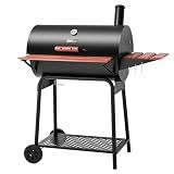 Royal Gourmet CC1830V 30 Barrel Charcoal Grill with Side Front Table