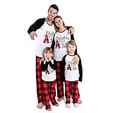ANGELGGH Matching Christmas Pajamas for Family, Cute Vacation PJs Sets for Couples/Women/Men, Xmas 2 Piece Jammies Sleepwear (Women, M, Black White)
