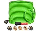 YAMATIC Super Flexible Pressure Washer Hose 50FT for Power Washer Replacement, Kink Resistant Extension With Leak-Free M22 Female & 3/8" Quick Connect Adapters, 1/4" 3200 PSI, Green