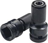 2PCS 1/2 inch Square Drive to 1/4 inch Hex Female Socket Adapter Converter Chuck Adapter for Impact Air and Electric Wrench