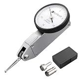 Neoteck Dial Test Indicator with Storage Case, 0-0.03"/0.0005" Test Indicator with 2 Steel Dovetail Clamps 3/8'' and 5/32'' for Machine Set-Up, Narrow Area Measurement -Silver