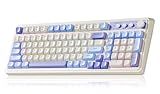 AULA 99 Key Keyboard, Tri-Mode Bluetooth/2.4GHz/USB-C Cute Creamy Gaming Keyboard with Number Pad RGB Backlit, Media Knob Custom Mechanical Feel Computer Keyboards for MAC Xbox PC Gamer - Purple