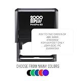 Custom Bank Check Endorsement for Deposit | Self-Inking Rubber Stamp | Text up to 6 Lines | 5 Color Choices