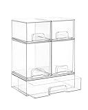 Vtopmart Stackable Storage Drawers Set of 5, Clear Plastic Organizer Bins for Baby Bottle, Beauty Supplies Storage, Ideal for Kichen Countertop, Vanity, Bathroom, Cabinet, Pantry Organization