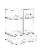 Vtopmart Stackable Storage Drawers Set of 5, Clear Plastic Organizer Bins for Baby Bottle, Beauty Supplies Storage, Ideal for Kichen Countertop, Vanity, Bathroom, Cabinet, Pantry Organization