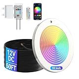 SHASHKA Smart LED Pool Lights for Inground Pool, Wall Mounted, 54W 12V, 10 Inch, 50FT Cord, Remote & App Control, Underwater Swimming Pool Light Fixture for Large Wet Niches