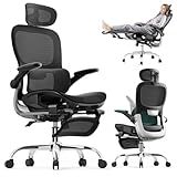 Ergonomic Office Chair, Mesh Seat Cushion with Flip-Up Armrests and 3D Headrest, Adjustable Lumbar Support, SGS Class 4 Gas Clylinder, Black