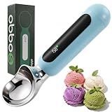 Heated Ice Cream Scoop, Rechargeable Electric Ice Cream Scoop with Touch-Activated Heating, LED Display, 2oz Scoop Head, Heats to 158°F, Auto Shut-Off, IP67 Rated for Hard Ice Cream & Gelato(Blue)
