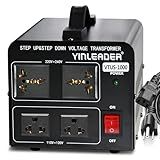 Yinleader 1000W Voltage Converter Transformer(110V to 220V OR 220V to 110V) 1000 Watt Step Up/Down Converter 110/120 Volt - 220/240 Volt w/US Power Cord,Circuit Breaker Protection