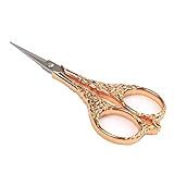 BIHRTC Vintage European Style Scissors Stainless Steel for Cross Stitch Cutting Embroidery Sewing Handcraft Craft Art Work DIY Tool(Rose Gold)