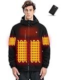 Zorvix Heated Jackets for Men, Heated Fleece Hoodie with Battery Pack 16000mAh, Heated Coat 6 Heating Zones