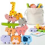 Montessori Toys for 2 3 4 Year Old Boys & Girls, Wooden Animal Stacking Blocks for Toddlers 1-3 – Building Blocks Game Stacking & Sorting Toys Ages 2-4 Toddler Birthday Gifts