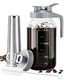 64 oz Cold Brew Coffee Maker, Mason Jar Pitcher with Stainless Steel Filter