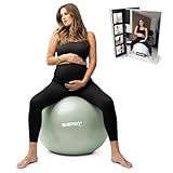 BABYGO Birthing Ball - Pregnancy Yoga Labor & Exercise Ball & Book Set Trimester Targeting, Maternity Physio, Birth & Recovery Plan Included Anti Burst Eco Friendly (Sage, 65cm)