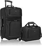 U.S. Traveler Rio Lightweight Softside Rolling Carry-on Suitcase, 2-Wheel Set, Black