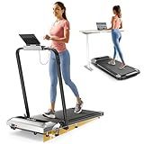 TOPUTURE Walking Pad with Incline, 2 in 1 Foldable Treadmill with Handle Bar for Home/Office Small, Portable Compact Under Desk Treadmill with Remote Control, APP & LED Display 300LBS Capacity (Black)