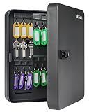 Uniclife 60 Position Key Cabinet with Combination Lock Resettable Black Digital Security Storage Box Steel Key Organizer with Colorful Key Tag Labels Stickers and Hooks