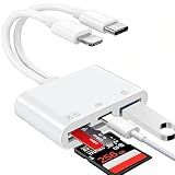 4-in-1 Memory Card Reader,SD Card Reader for iPhone,iPad Memory SD Card Reader USB C&Lightning Dual Port Micro SD Card Reader,Memory Card Reader for Camera Adapter,Support SD,Micro SD,Plug and Play