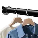 fruui Closet Rod 17-84 IN, Heavy Duty Closet Hanging Rod for Clothes, Adjustable Closet Rods for Wardrobes Storage Laundry RV Bathroom, Easy Install