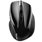 TECKNET Wireless Mouse (2.4G & BT5.0/3.0) Silent 4800 DPI Computer USB A & Bluetooth Mouse 6 Buttons, Wide Compatibility - Black