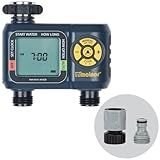Melnor 65139AMZ AquaTimer Digital Hose Timer, 2-Zone Programmable Watering Timer, Quick Connect Bundle, Black, Yellow