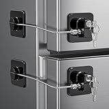 2 Pack Refrigerator Door Locks, Child Proof Fridge Lock for Kitchen Freezer, Cabinets and Drawers, Air Oven Air Fryer, Closets, Windows, Doors-No Tools Need or Drill (Patent)