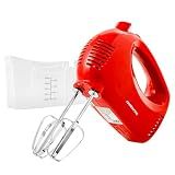 OVENTE 5-Speed Electric Hand Mixer with Storage Case,150W, Red HM151R